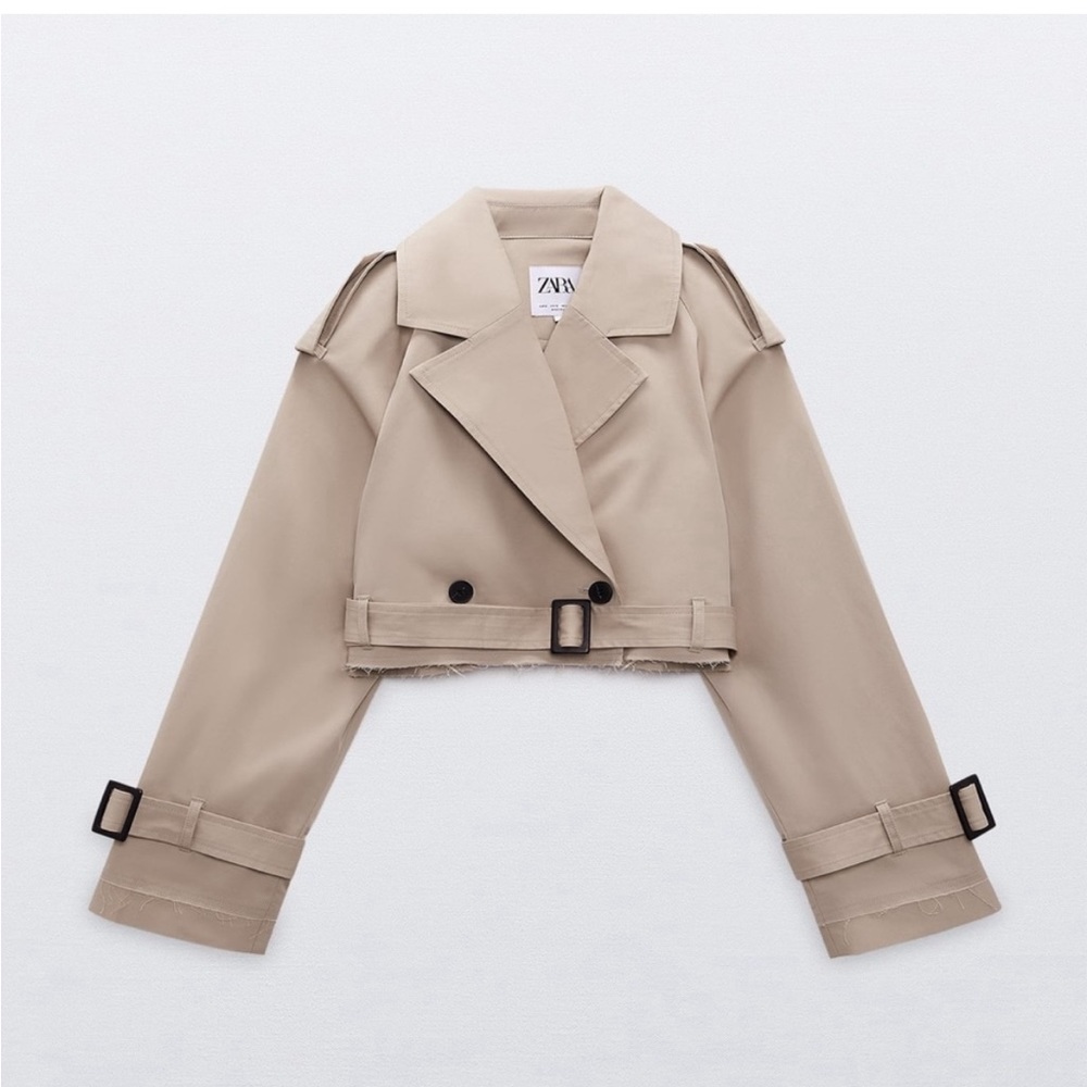 Zara Oversized Cropped Trench Biker Jacket